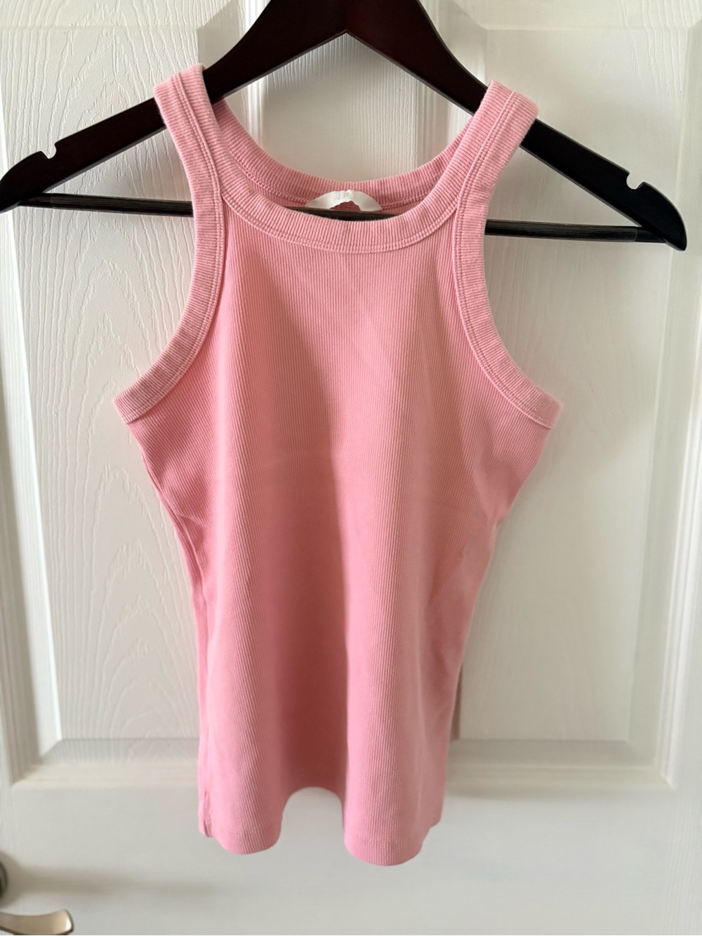 2 H & M Ribbed Tank Tops - Pink and White.  Women Size Small.